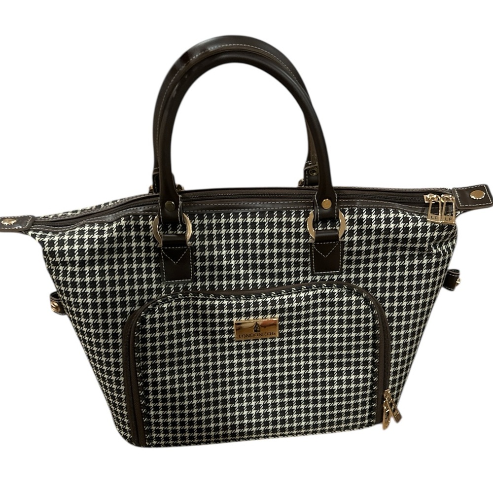 London Fog Oxford Cabin Carryon Bag Chocolate Brown and Cream Colored
